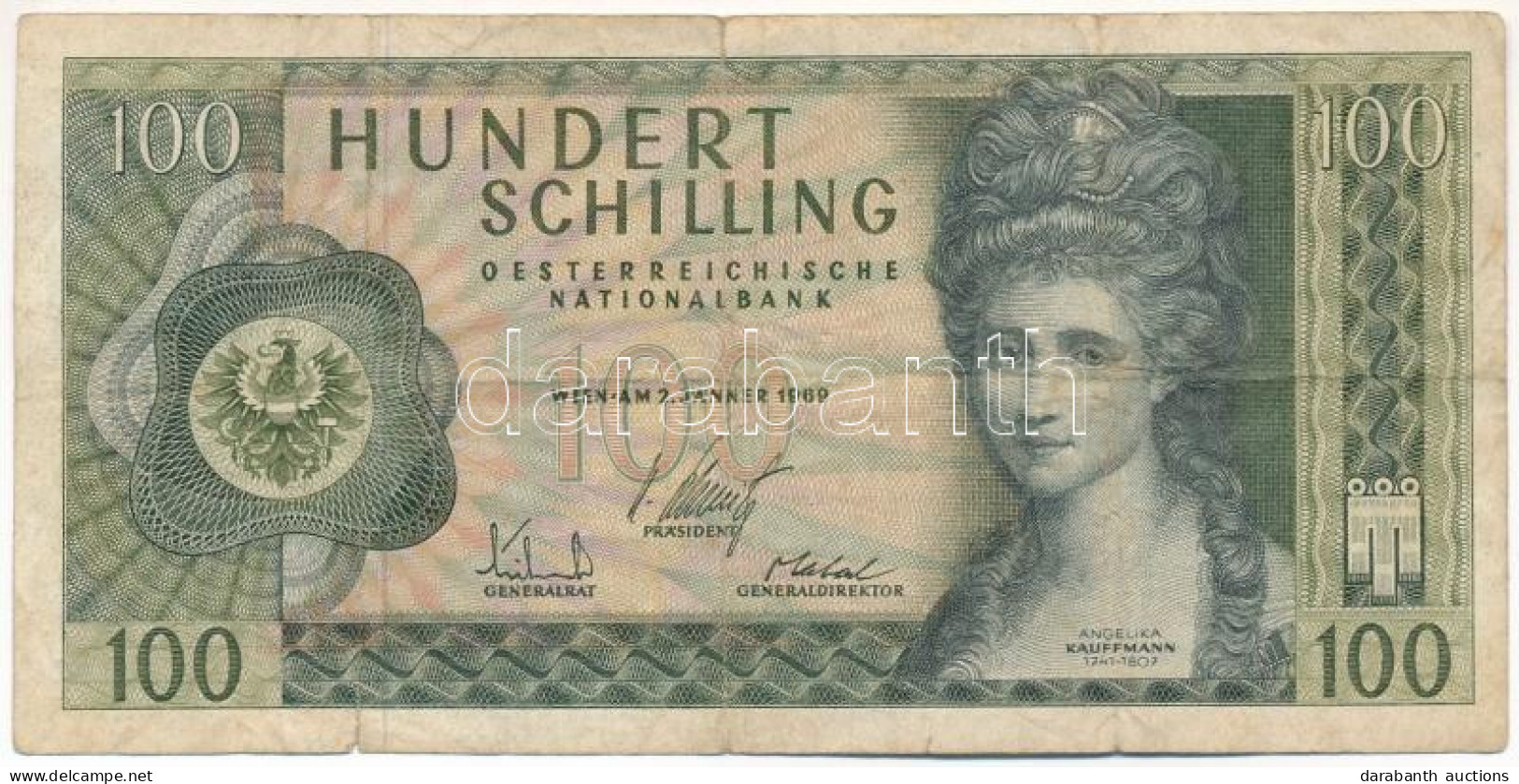 Ausztria 1969. 100Sch (I. Kiadás) T:F,VG Austria 1969. 100 Schilling (1st Issue) C:F,VG Krause P#145 - Ohne Zuordnung