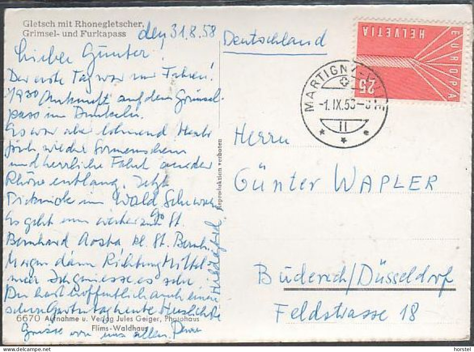 Schweiz - 3999 Oberwald - Grimsel- Und Furkapass - Gletsch Mit Rhonegletscher - Talstation - Nice Stamp - Oberwald