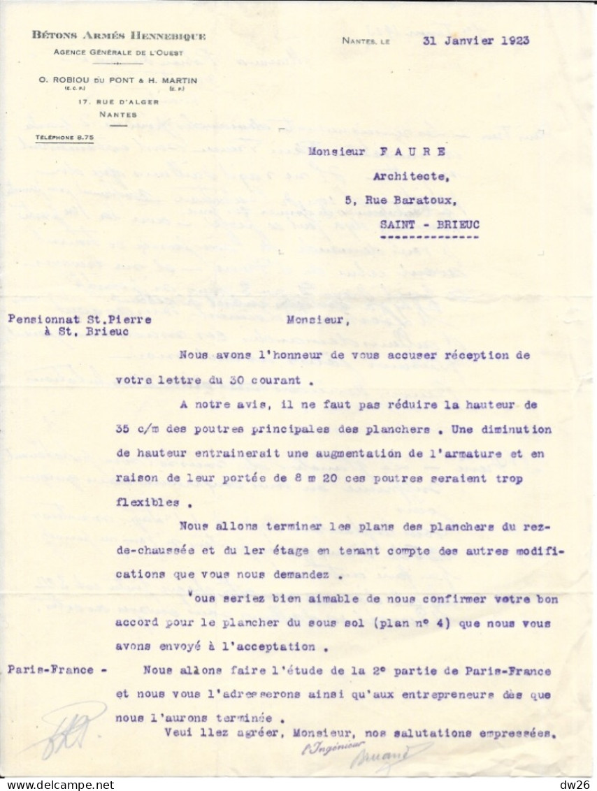 Plans D'architecte Et Documents: L'Agrandissement Du Pensionnat Saint-Pierre à St Brieuc (Côtes Du Nord) 1922 - Arquitectura