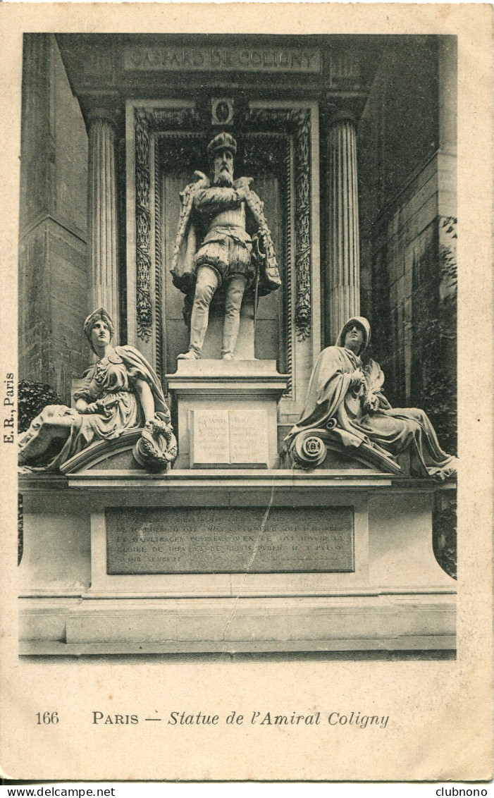 CPA -  PARIS - STATUE DE L'AMIRAL COLIGNY - Standbeelden