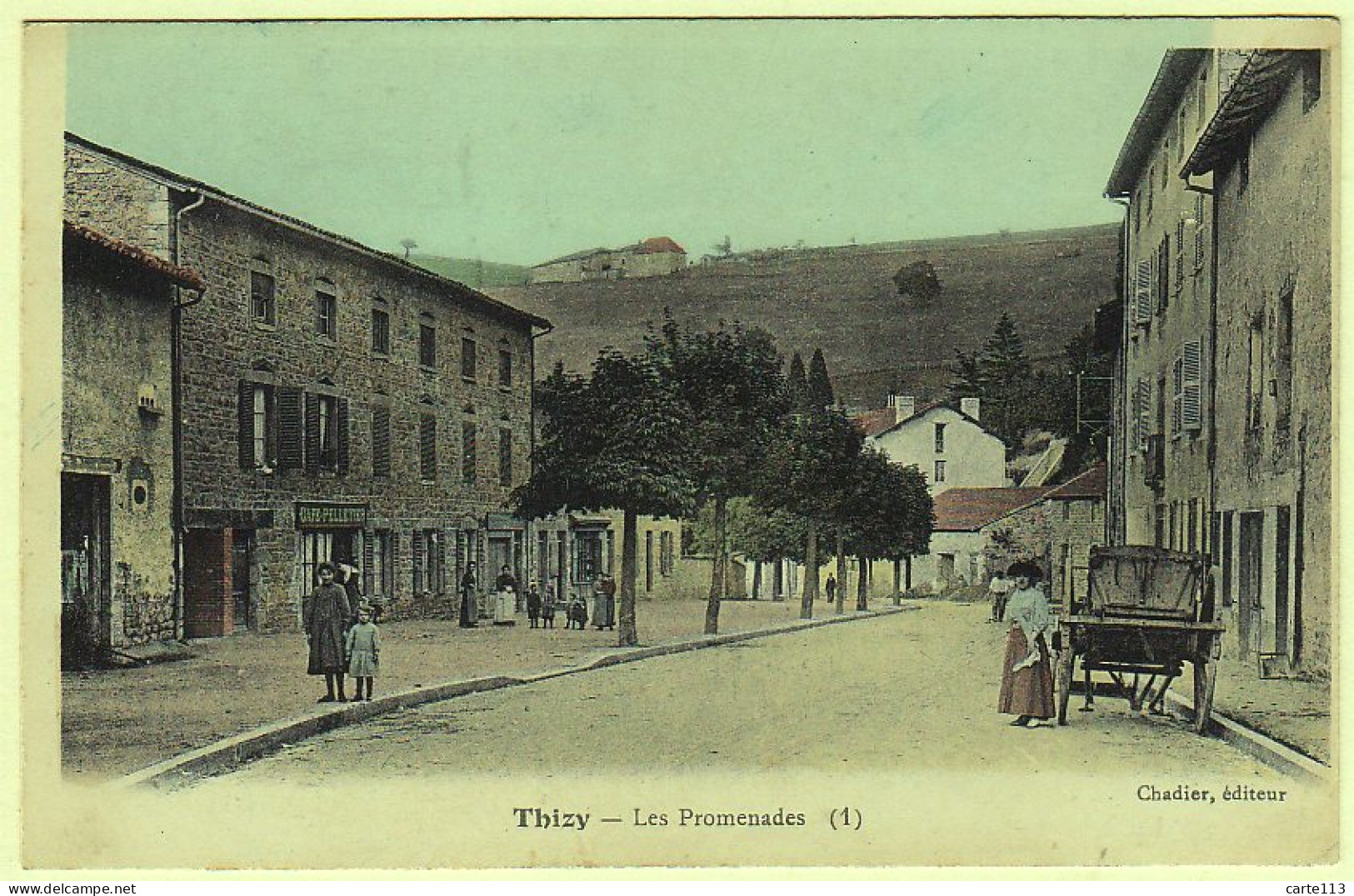 69 - B19301CPA - THISY - Les Promenades, Cafe Pelletier - Très Bon état - RHONE - Thizy