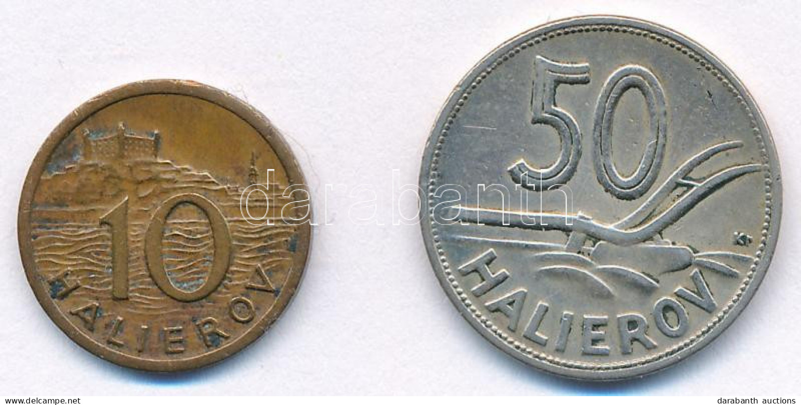 Szlovákia 1939. 10h Sárgaréz + 1941. 50h Cu-Ni T:XF  Slovakia 1939. 10 Halierov Brass + 1941. 50 Halierov Cu-Ni C:XF - Unclassified