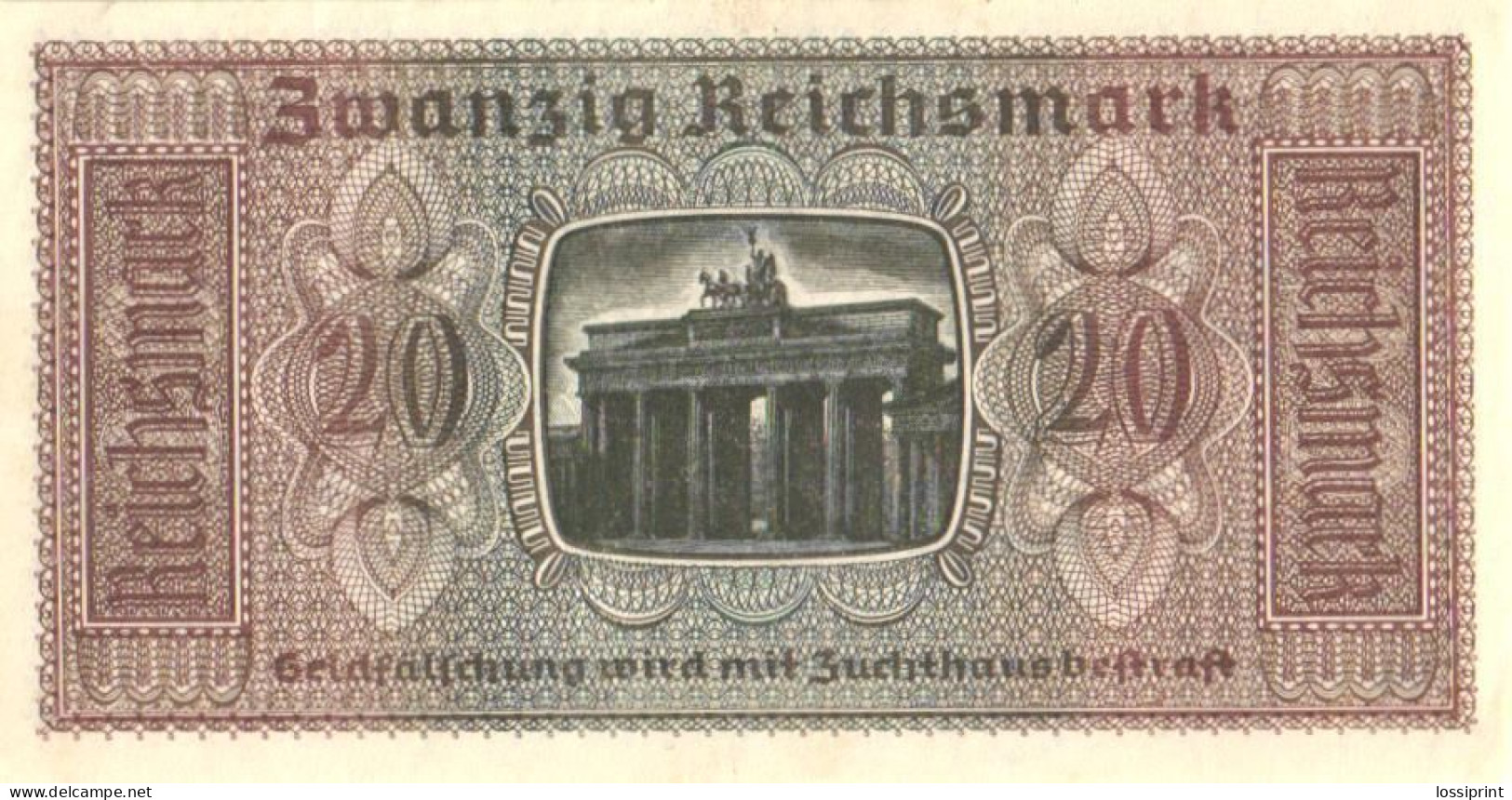 Germany:20 Reichmark, Pre 1944, AUNC - 20 Reichsmark