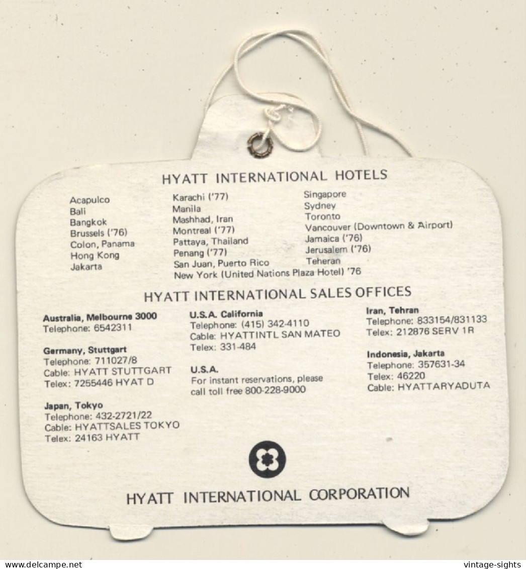 Hongkong / Malaysia: Hyatt Regency Hong Kong (Vintage Hotel Luggage Tag) - Hotelaufkleber