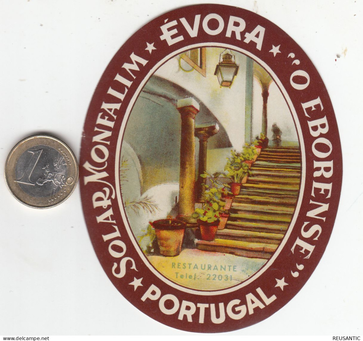 ETIQUETA - STICKER - LUGGAGE LABEL PORTUGAL HOTEL SOLAR MONFALIM EN EVORA - Etiketten Van Hotels