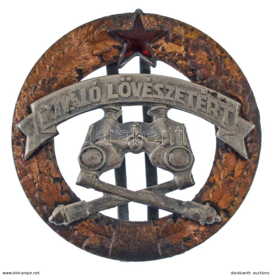 ~1949-1956. "Kiváló Lövészetért (Tüzérség)" Részben Zománcozott Fém Kitüntetés (41mm) T:XF - Ohne Zuordnung