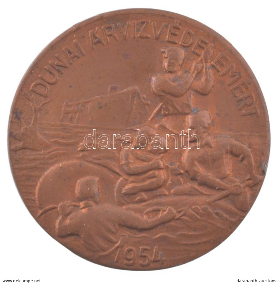 1954. "Dunai árvízvédelemért" Bronz Jelvény Tű Nélkül (37mm) T:XF - Ohne Zuordnung