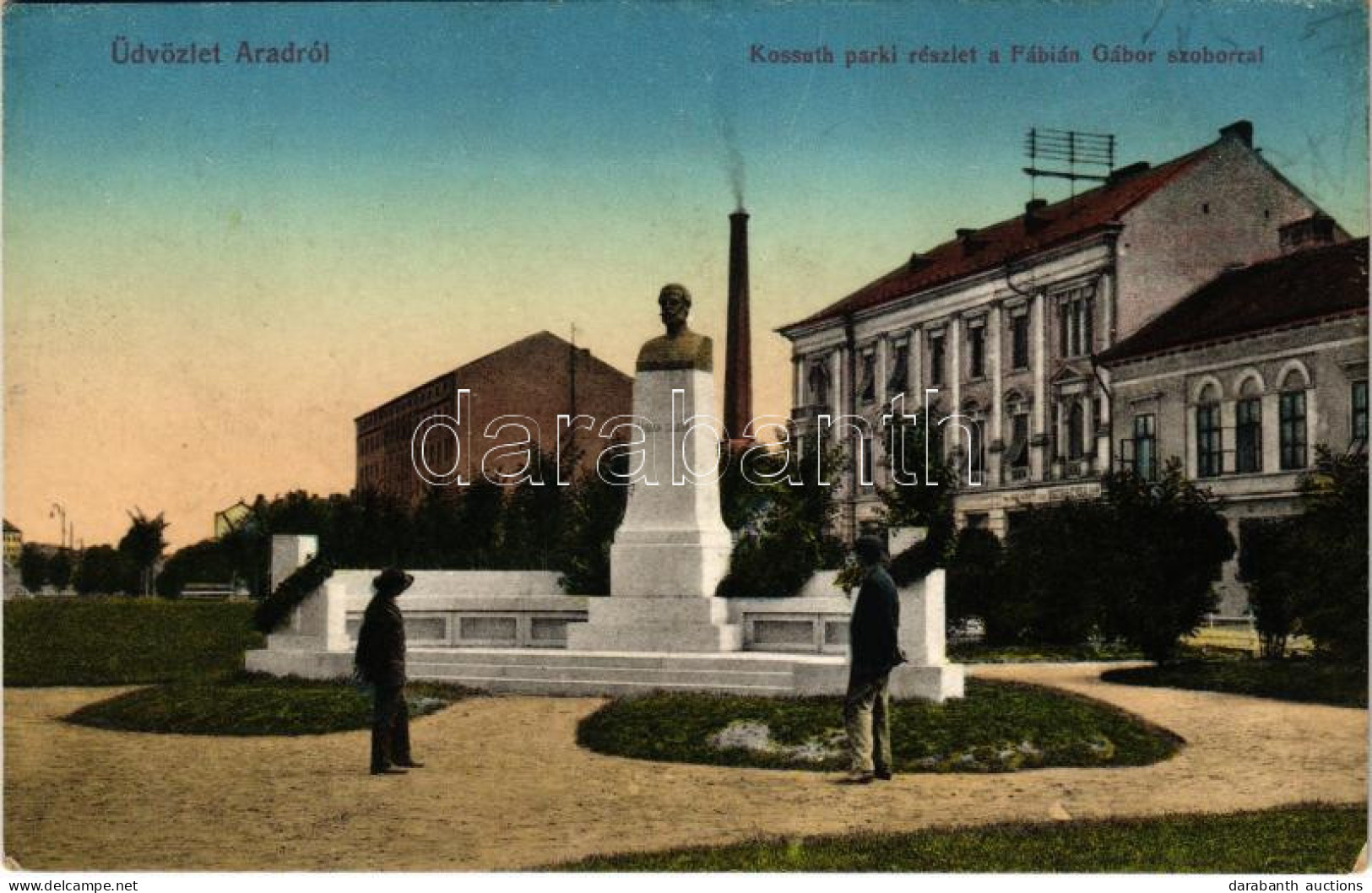 ** T2/T3 Arad, Kossuth Park, Fábián Gábor Szobra, üzlet. Kerpel Izsó Kiadása / Park, Statue, Shop (fl) - Ohne Zuordnung