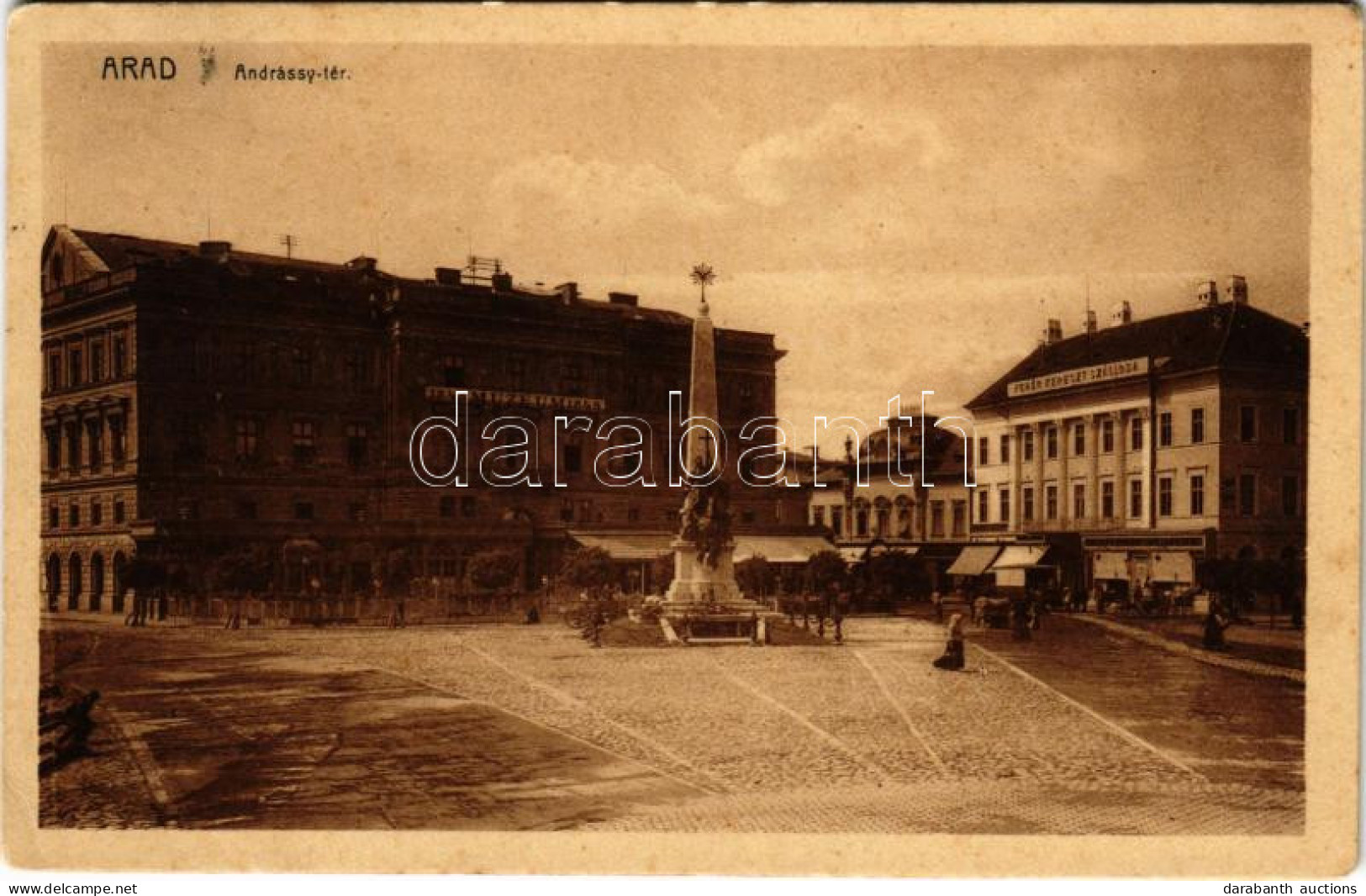 T2/T3 1909 Arad, Andrássy Tér, Szentháromság Szobor, 1848-1849 Múzeum, Fehér Kereszt Szálloda, üzletek / Square, Holy Tr - Zonder Classificatie