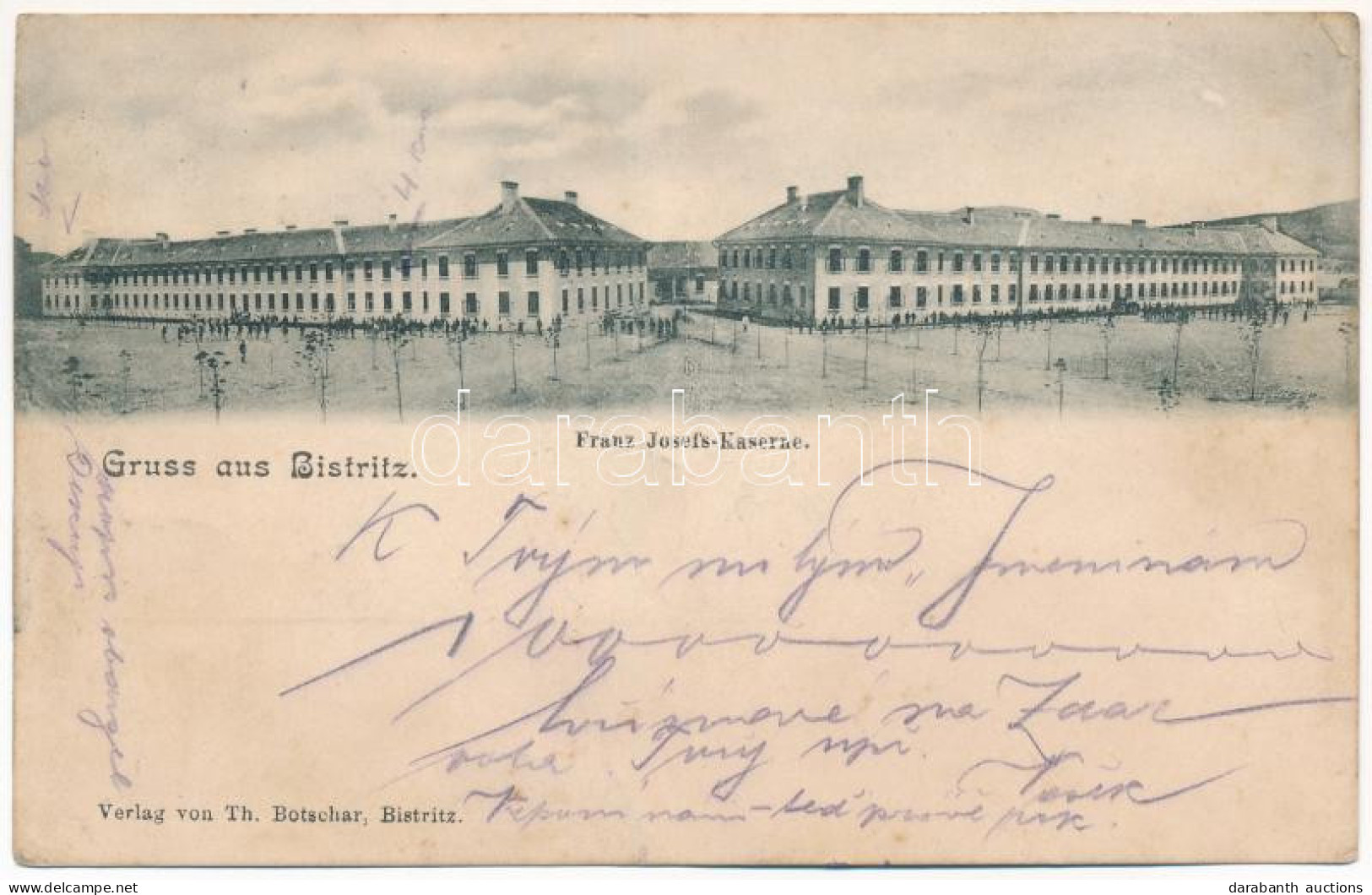 T2/T3 1904 Beszterce, Bistritz, Bistrita; Franz Josefs-Kaserne / Ferenc József Laktanya. Th. Botschar Kiadása / K.u.K. M - Non Classés