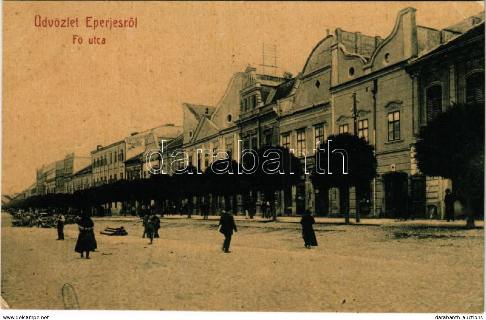 T2/T3 1907 Eperjes, Presov; Fő Utca, Cattarino Sndor Papír üzlete. (W.L. ?) No 614. / Main Street, Shops (EK) - Non Classés