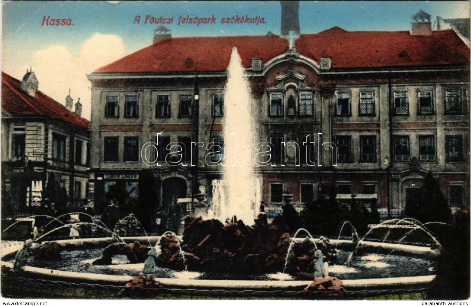 * T2/T3 Kassa, Kosice; Fő Utca, Felső Park Szökőkútja, Klein Lajos üzlete. Benczur Vilmos Felvétele / Main Street, Park, - Non Classés