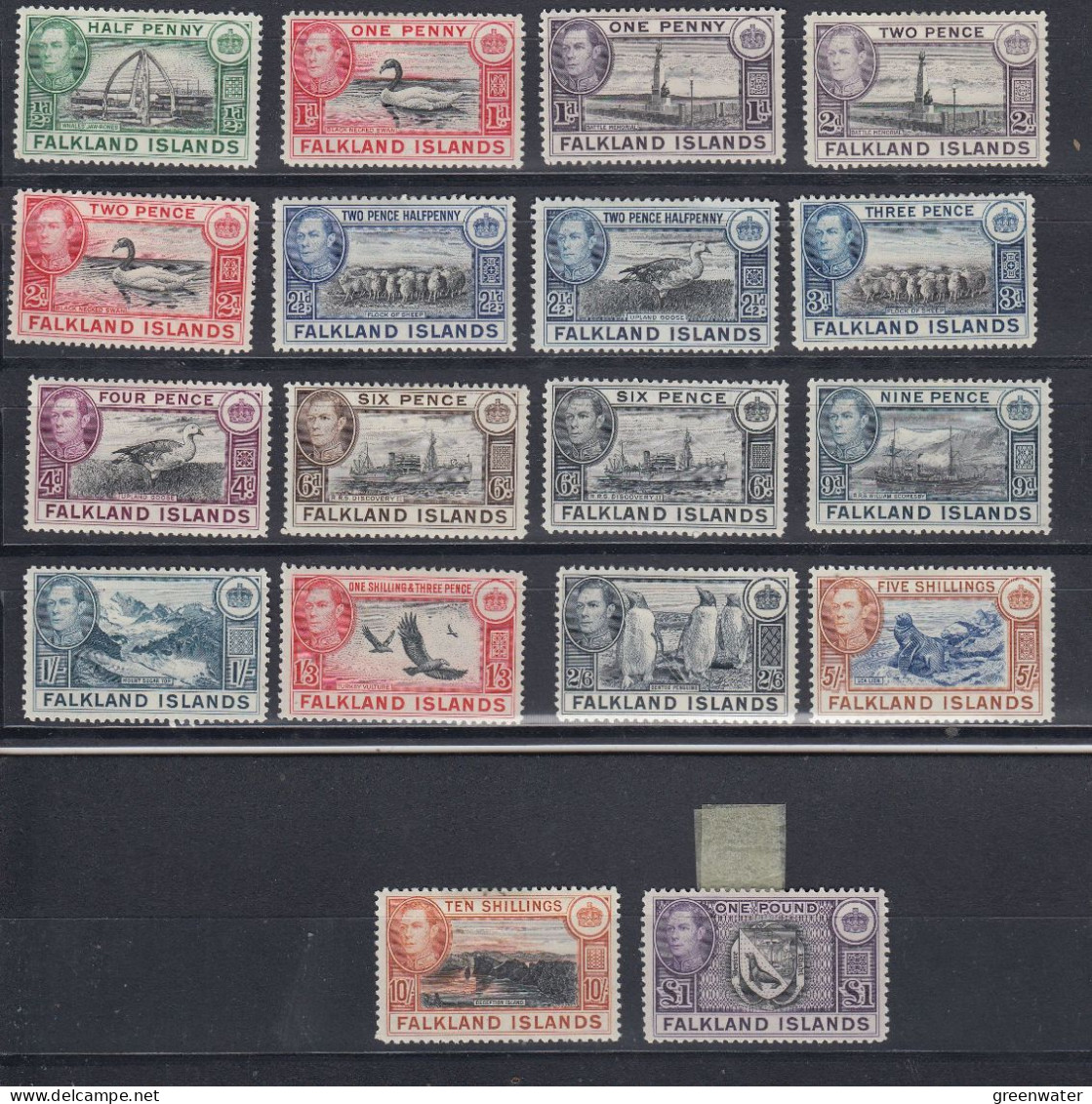 Falkland Islands 1938 King George / Pictorials 18v  * Mh (= Mint, Hinged)  (ZO165) - Falkland Islands