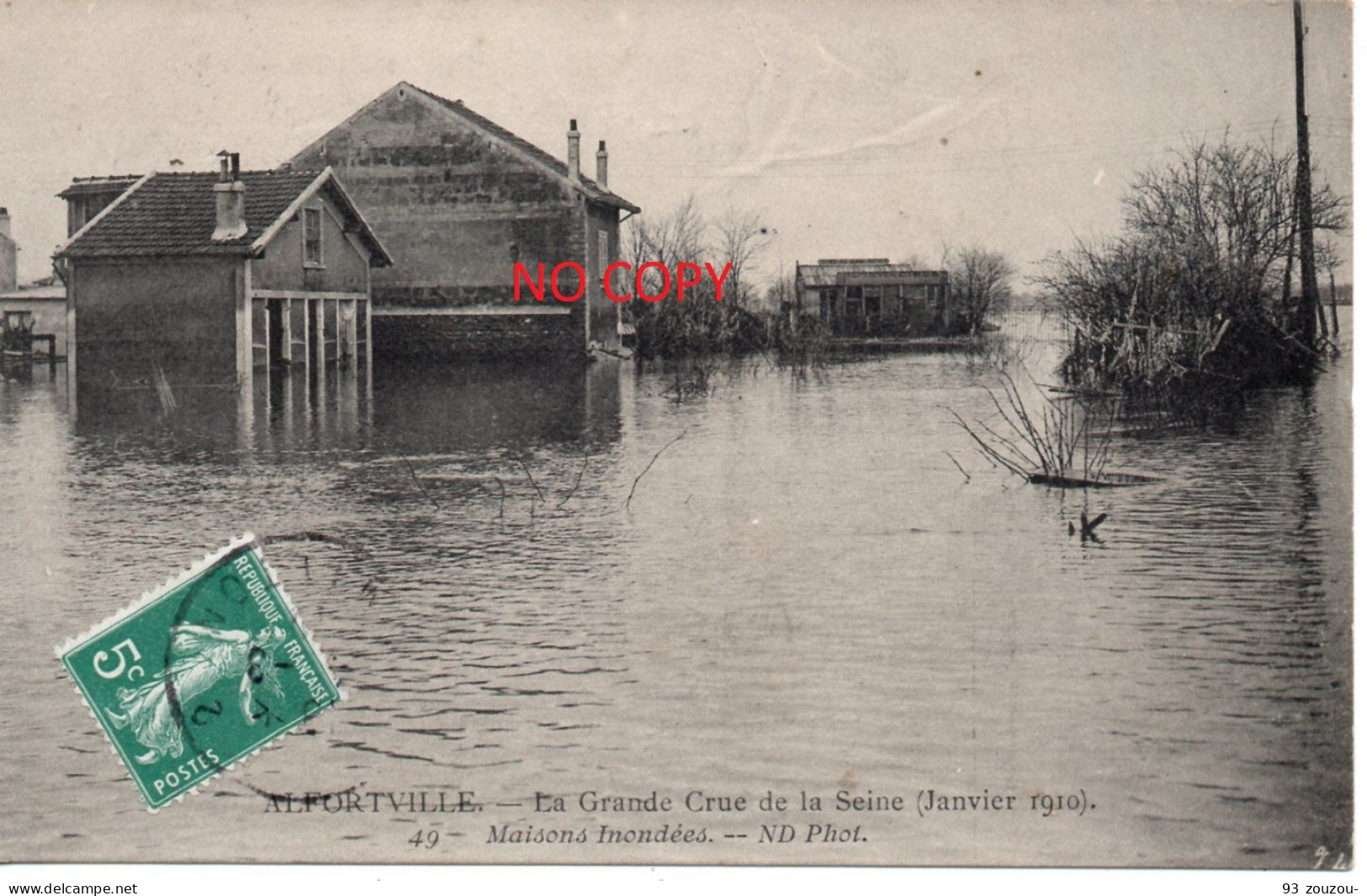 Inondations Janvier 1910 - Alfortville - La Grande Crue De La Seine - Maisons Inondées - Carte ND Phot. - Overstromingen
