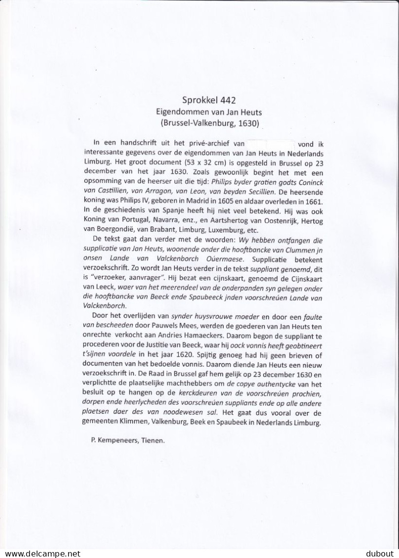 Nederland: Klimmen/Valkenburg/Beek/Spaubeek - Manuscript Perkament 1630 Betreft Familie Jan Heuts/Huts (V3030) - Manuscripts