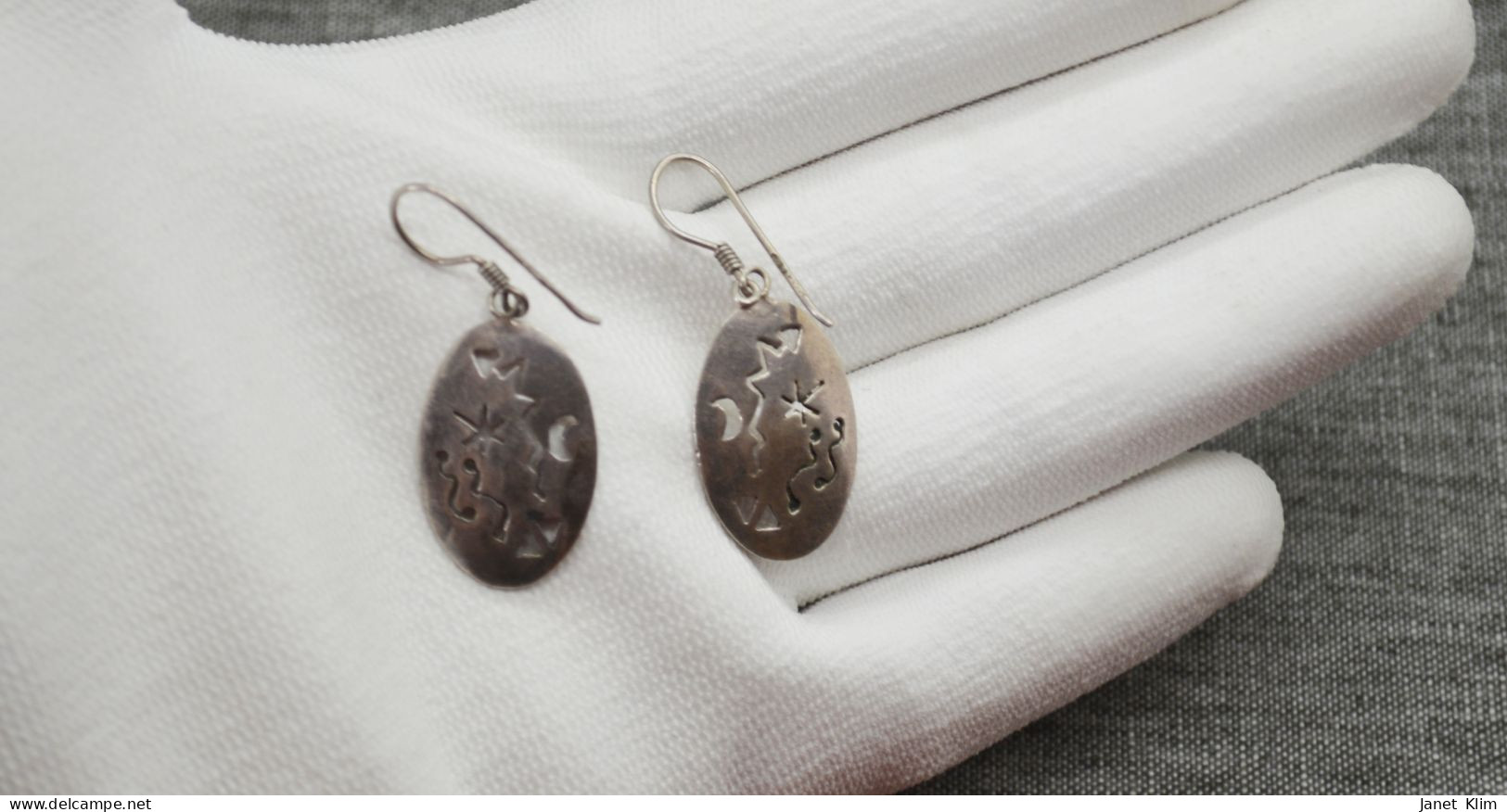 Vintage Earrings German Silver - Boucles D'oreilles