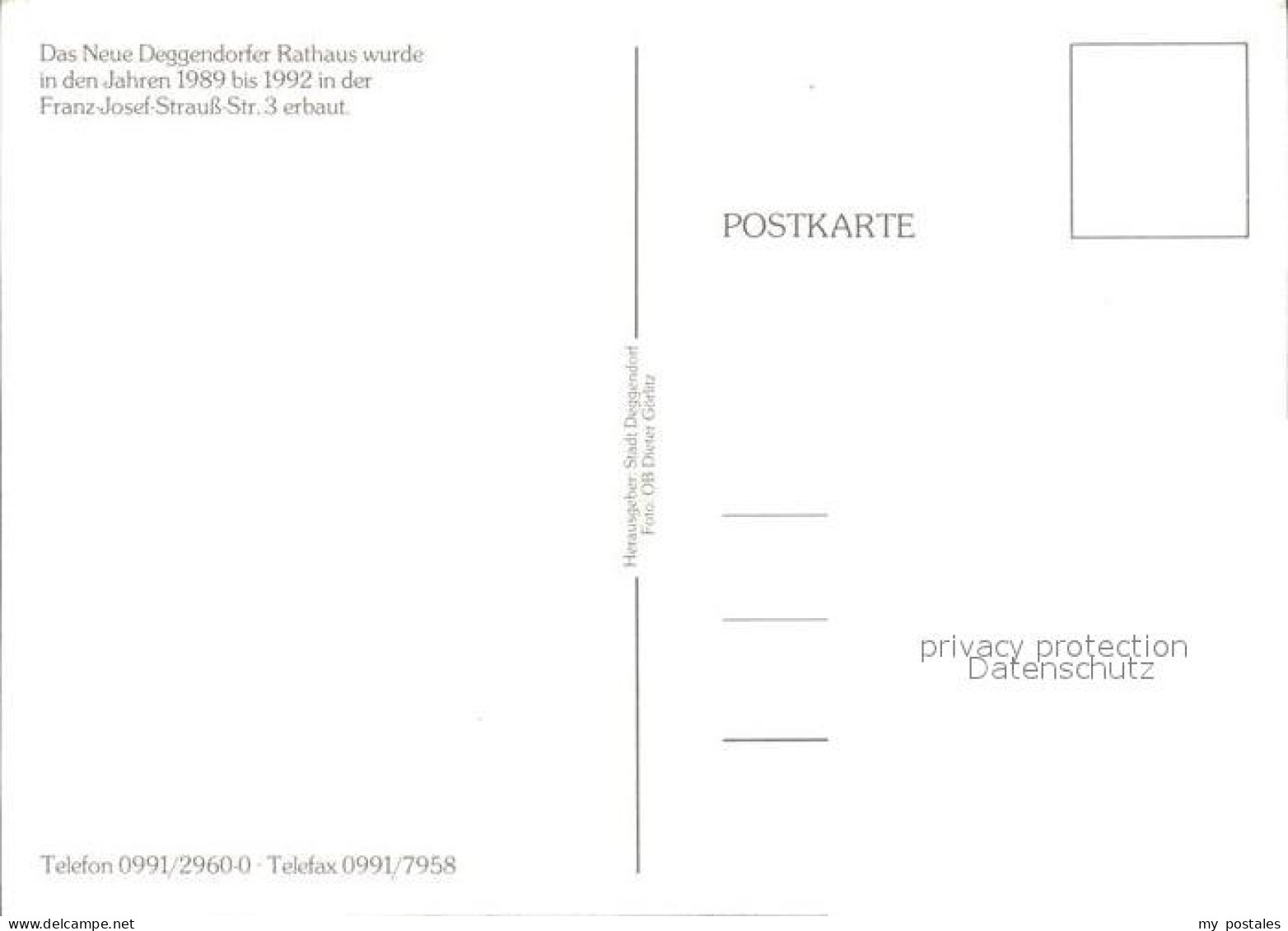 72323775 Deggendorf Donau Rathaus Franz Josef Strauss-Str. Aletsberg - Deggendorf