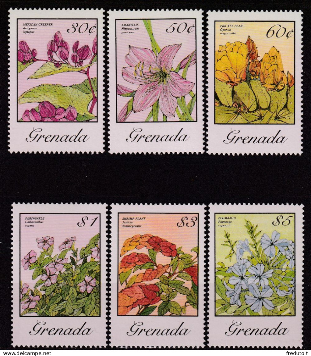 GRENADE - N°1248b/56b ** (1985) Fleurs -- Dentelé 14 - - Grenade (1974-...)