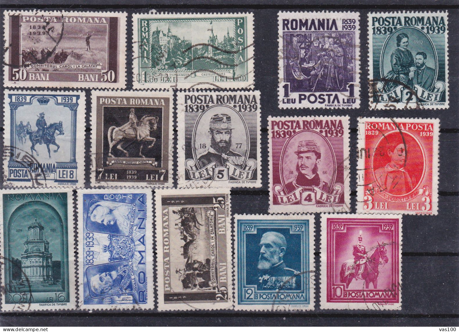 ROMANIA 1939 Centenary Of Karl I Used Michel 569-82 - Oblitérés