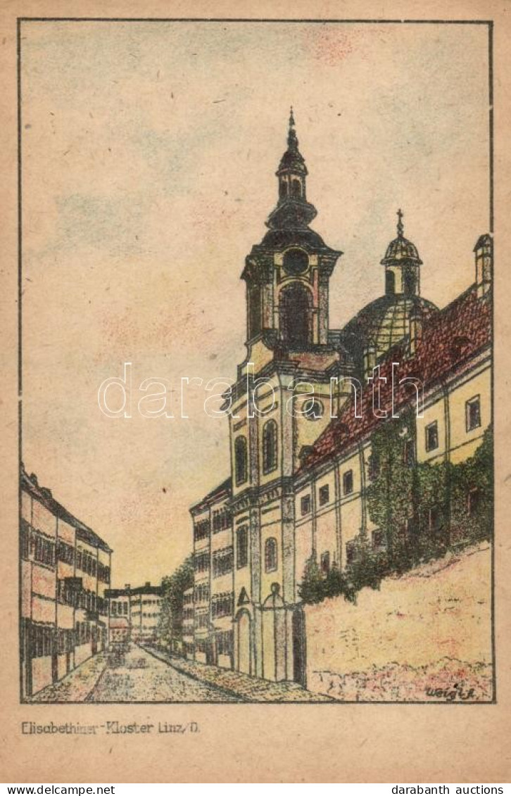 ** T2 Linz An Der Donau, Elisabethiner Kloster / Church, Artist Signed - Non Classés
