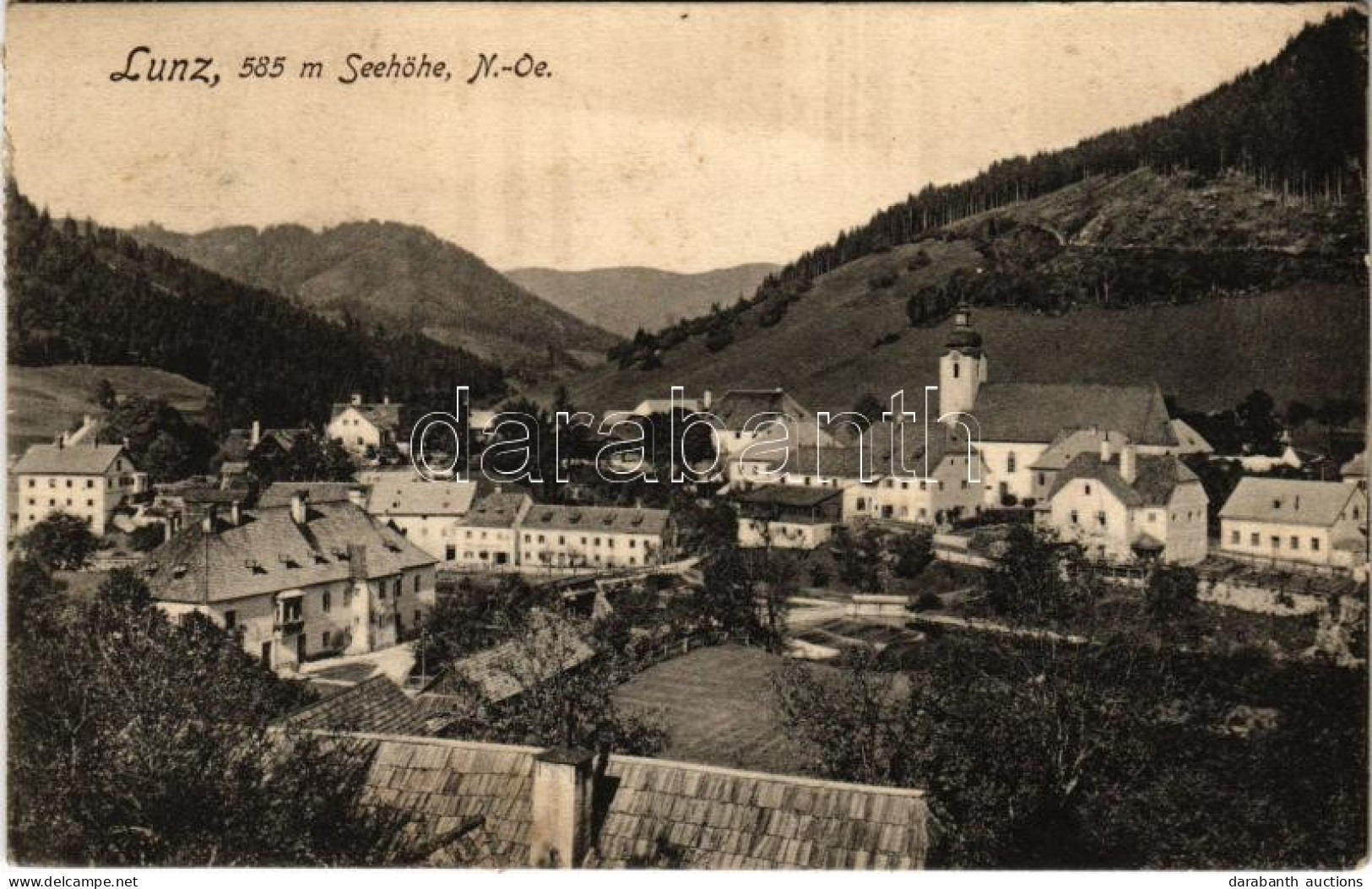 T2/T3 1916 Lunz, General View, Church - Ohne Zuordnung