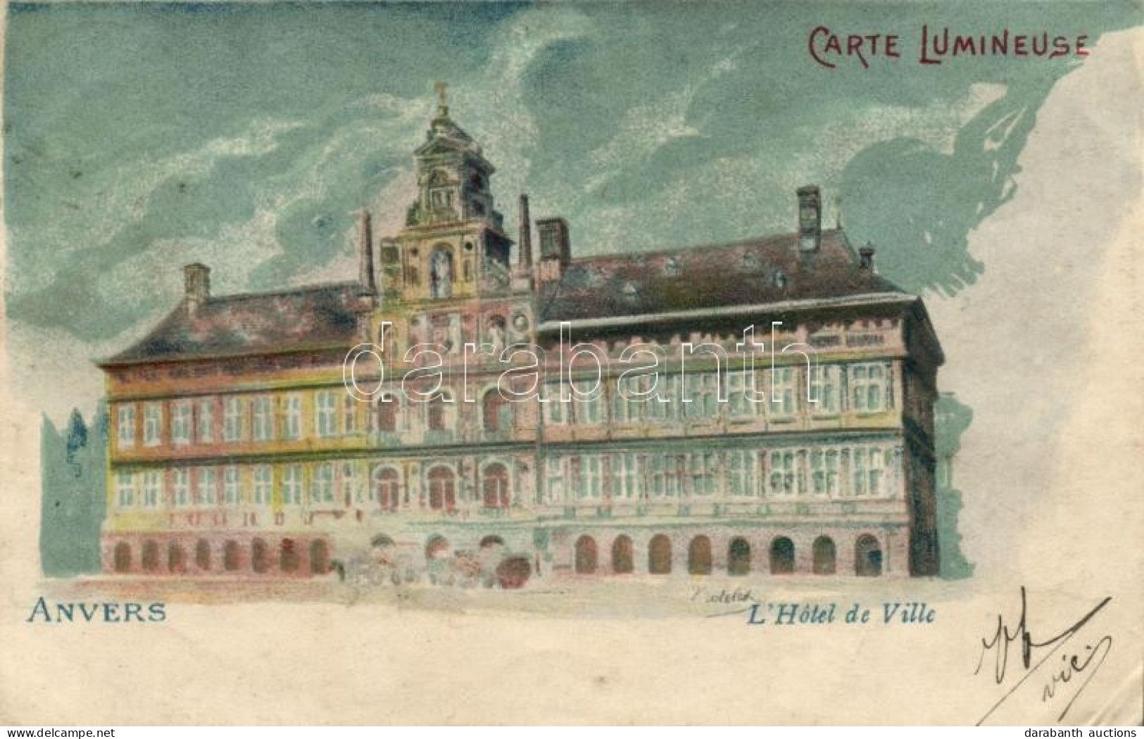 T2/T3 Antwerpen, Anvers; L'Hotel De Ville, Hold To Light Litho (EK) - Non Classés