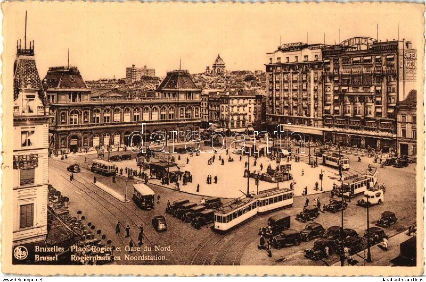 ** T2/T3 Brussels, Bruxelles; Rogierplaats, Noordstation / Square, Railway Station, Trams, Automobiles (EK) - Zonder Classificatie