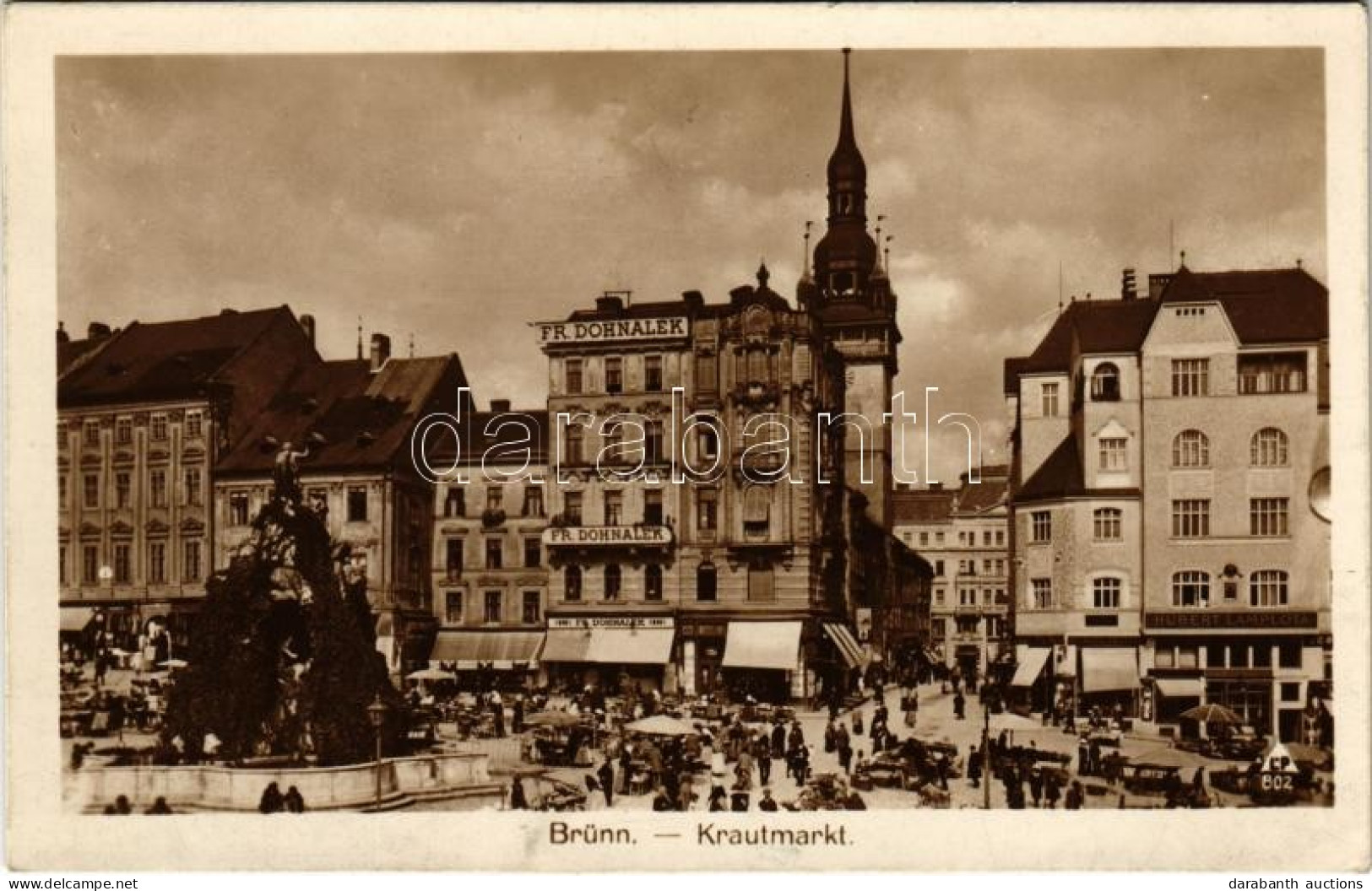* T2 1927 Brno, Brünn; Krautmarkt / Herb Market, Shops Of Fr. Dohnalek, Hubert Lamplota - Non Classés
