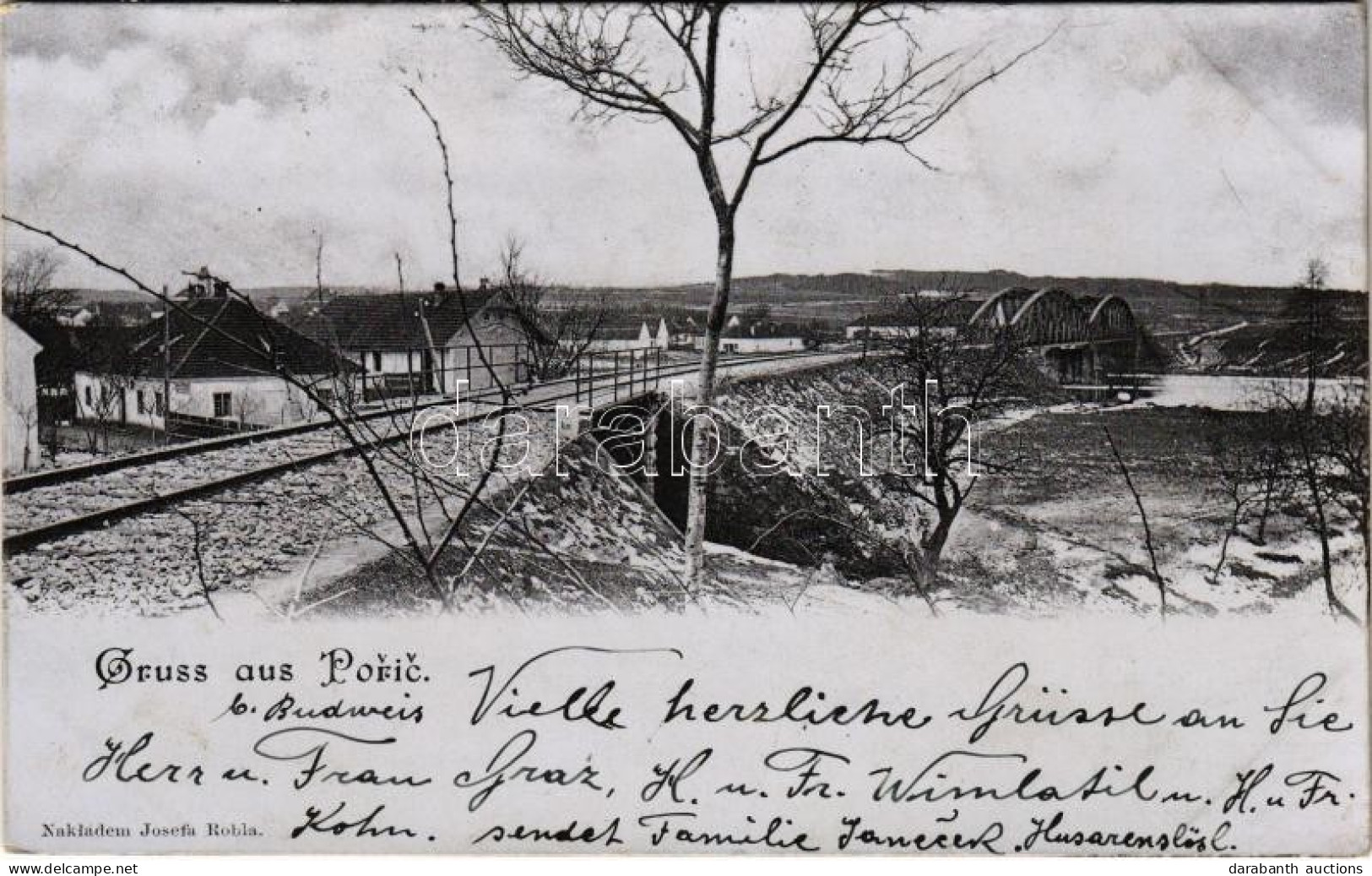 T2/T3 1906 Porící, Poric B. Budweis (Borsov Nad Vltavou); General View, Railway Bridge - Zonder Classificatie