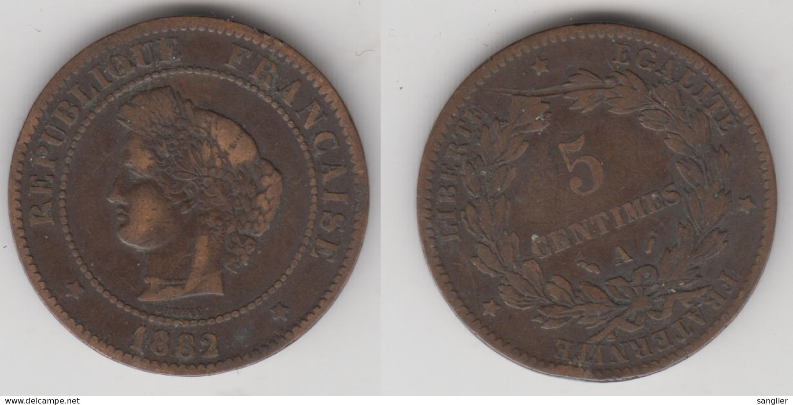 5 CENTIMES 1882 A - TYPE CERES - 1792-1975 Convention (An II – An IV)