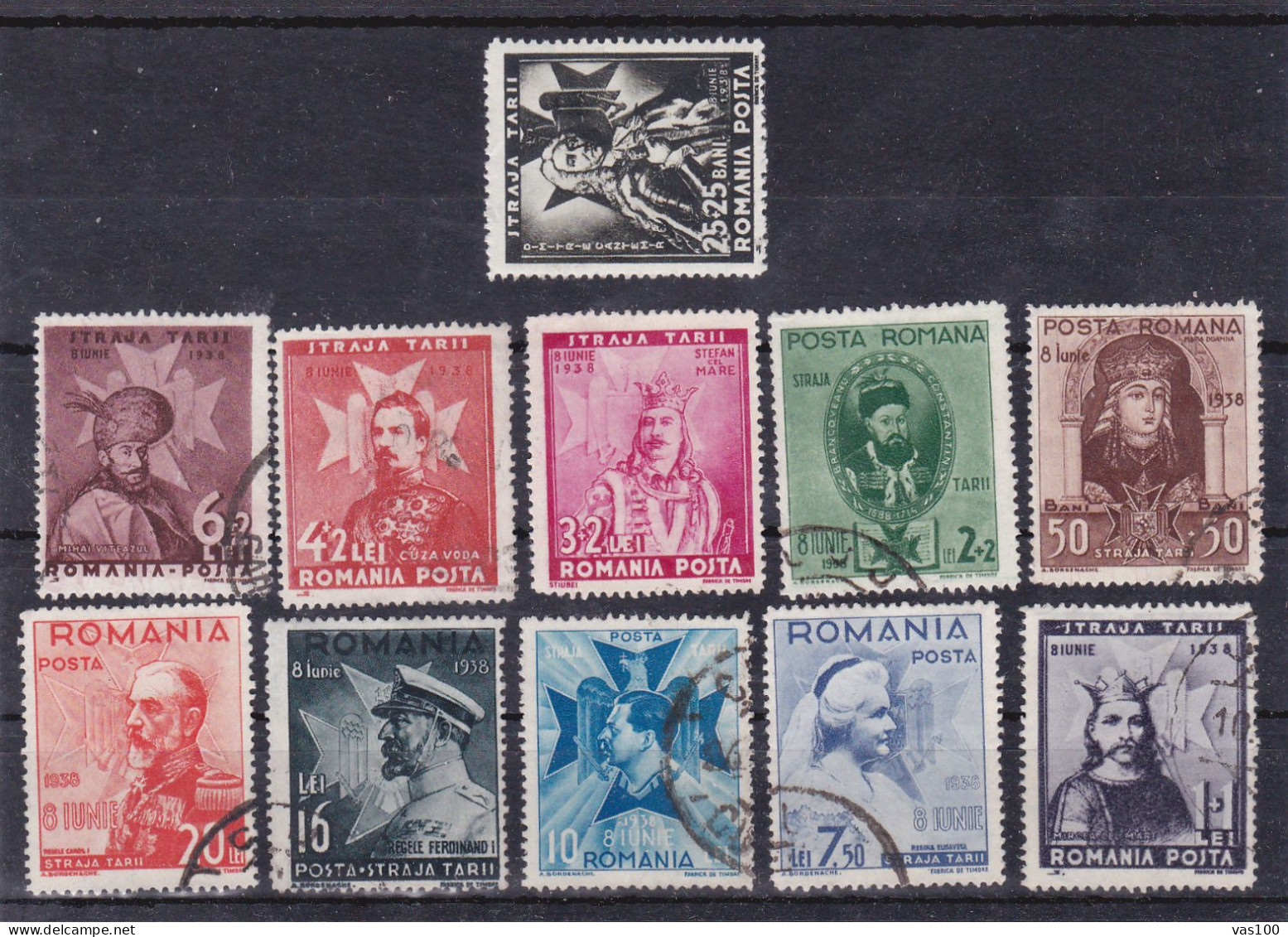 Romania 1938 King Carl II 11v, FINE USED, History - Sport - Kings & Queens (Royalty) - Scouting - Used Stamps