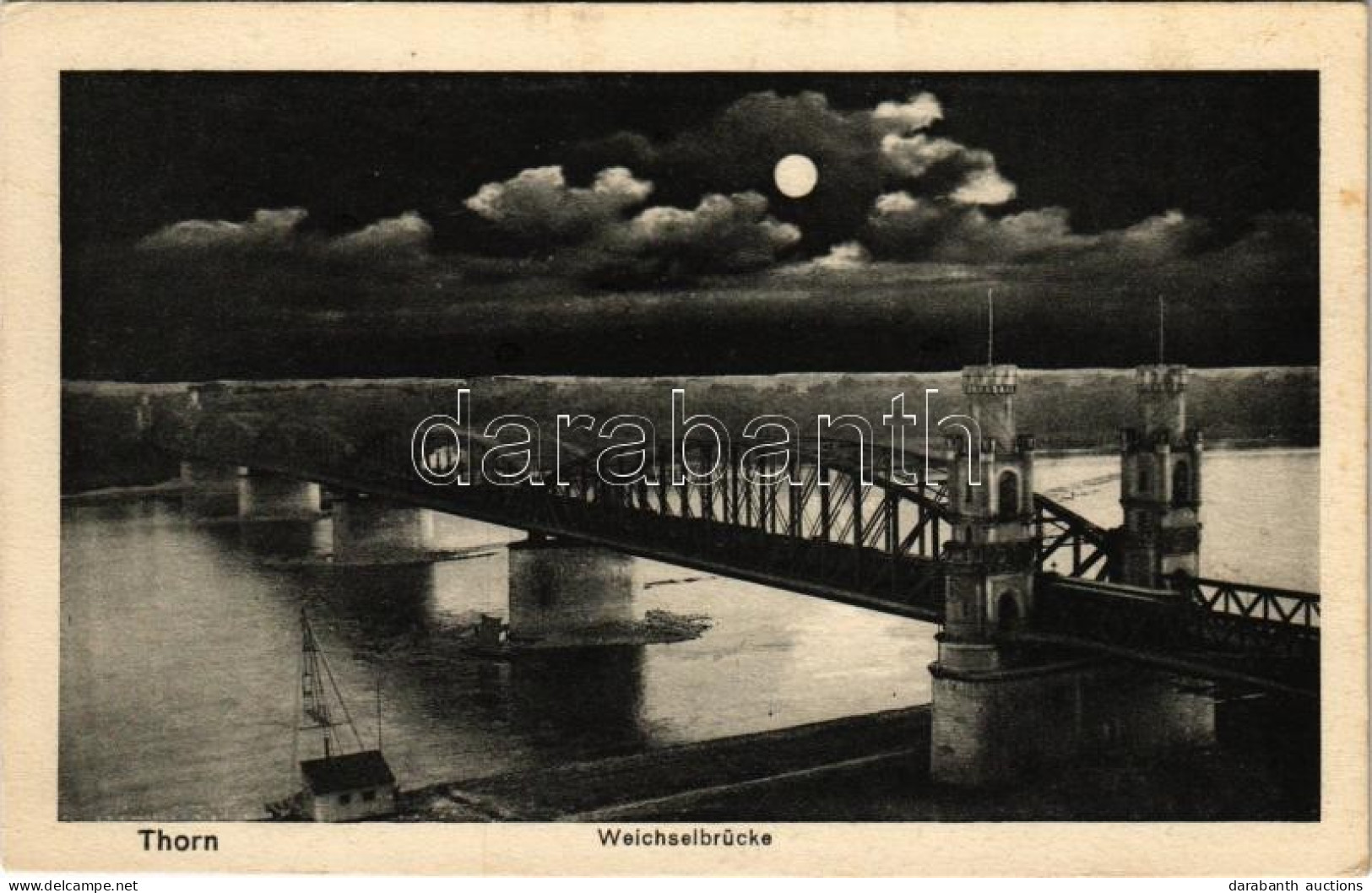 T2/T3 1914 Torun, Thorn; Weichselbrücke / Vistula River Bridge At Night + "S.B. Ers.-B.L.I.R. 107." (EK) - Ohne Zuordnung