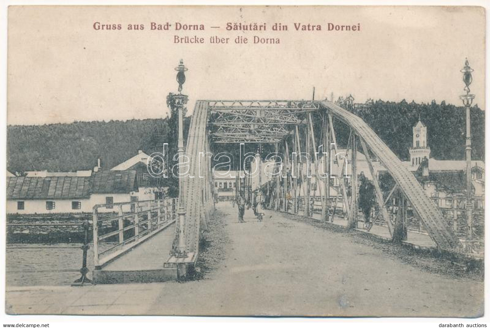 * T3 1915 Vatra Dornei, Dornavátra, Bad Dorna-Watra (Bukovina, Bucovina, Bukowina); Brücke über Die Dorna / Bridge (EK) - Ohne Zuordnung