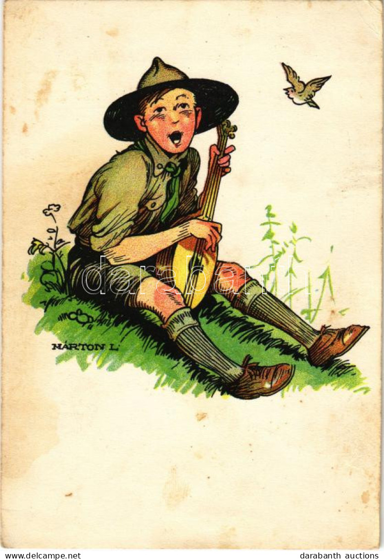 T3 1936 Cserkész Művészlap. Magyar Cserkészszövetség Kiadása. Klösz Gy. és Fia / Hungarian Boy Scout Art Postcard S: Már - Non Classés