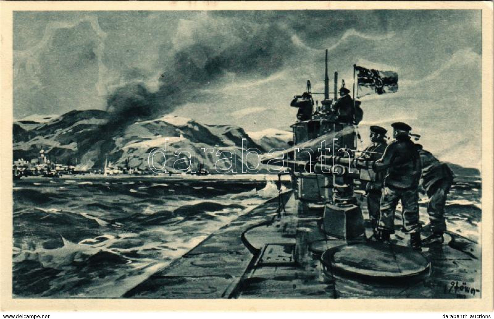 ** T2/T3 Deutsches U-Boot Im Eismeer, Beschießung Von Alexandrowsk. Offizielle Postkarte U-Boot-Tag Juni 1917 / WWI Germ - Non Classés