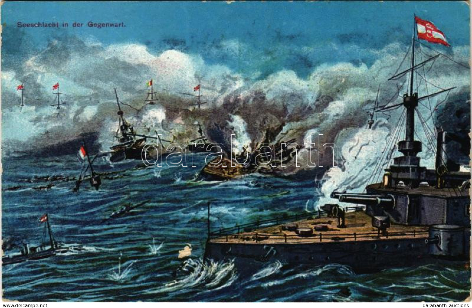 T2/T3 1915 Seeschlacht In Der Gegenwart / WWI Austro-Hungarian Navy, K.u.K. Kriegsmarine Art Postcard, Battleships. G. C - Ohne Zuordnung