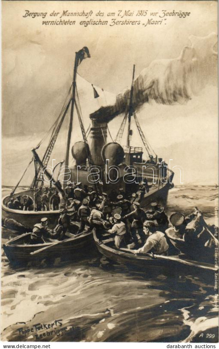 ** T2 Bergung Der Mannschaft Des Am 7. Mai 1915 Vor Zeebrügge Vernichteten Englischen Zerstörers "Maori" / WWI German Na - Sin Clasificación