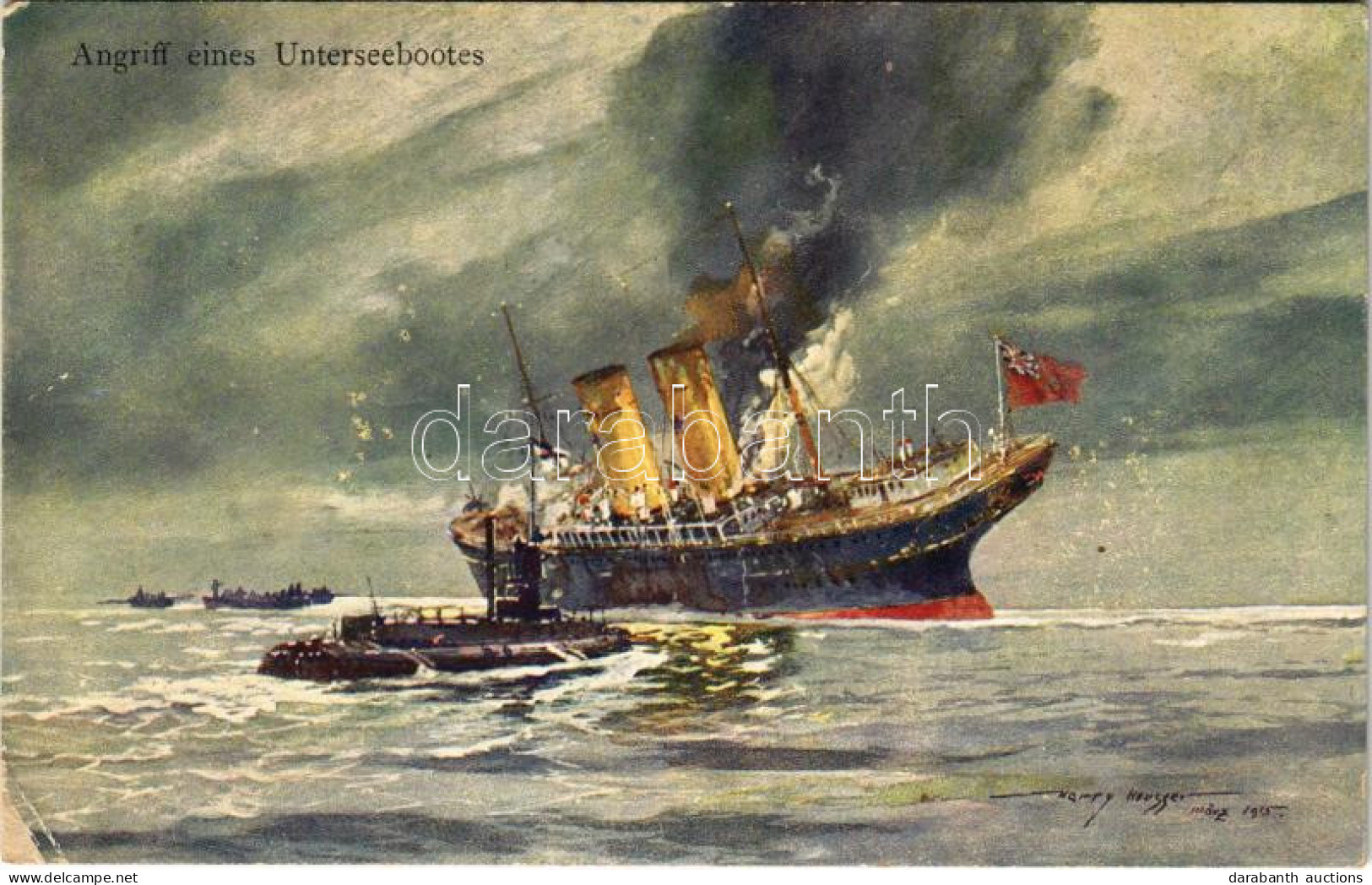 ** T2/T3 Angriff Eines Unterseebootes / WWI Austro-Hungarian Navy, K.u.K. Kriegsmarine Art Postcard, Attack Of A Submari - Ohne Zuordnung