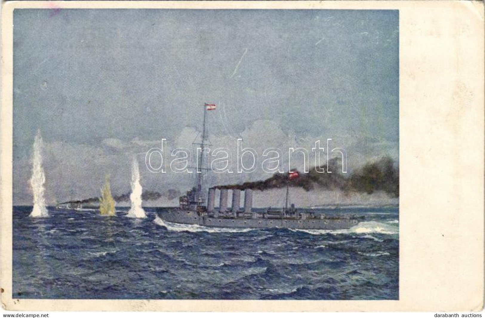 * T2/T3 1918 Gefecht In Der Otrantostraße Am 15. Mai 1917. Feuergefecht. SMS Saida Im Vordergrunde - K.u.K. Kriegsmarine - Sin Clasificación