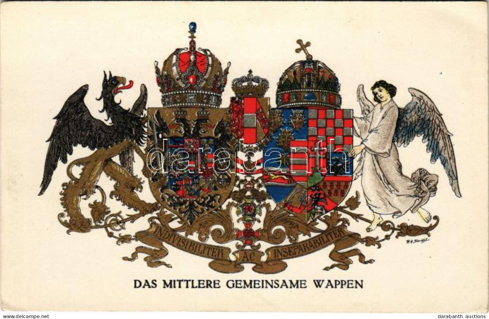 ** T2/T3 Das Mittlere Gemeinsame Wappen / The Middle Common Coat Of Arms. Viribus Unitis. Offizielle Karte Für Rotes Kre - Zonder Classificatie