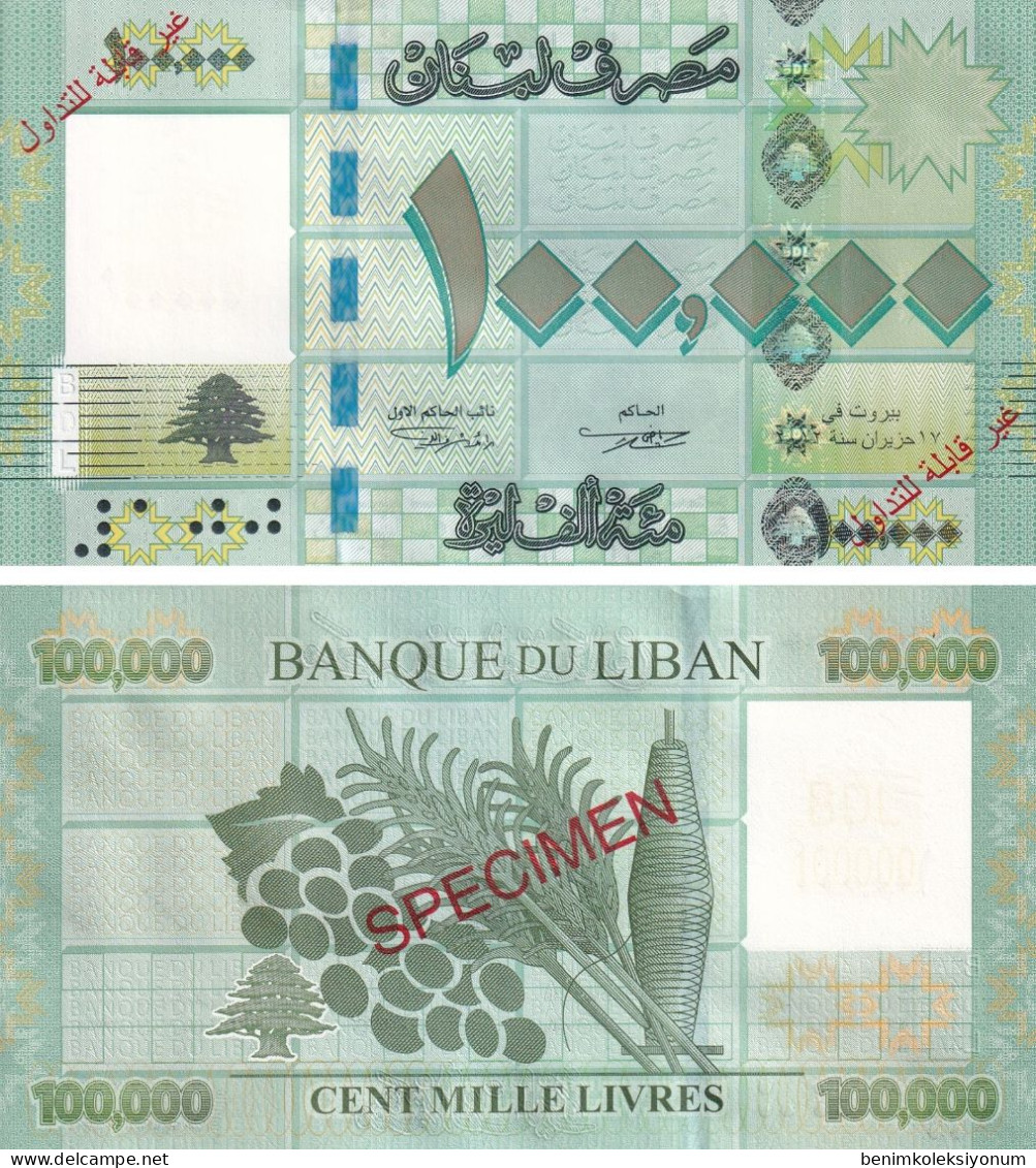 Lebanon 100,000 Livres Specimen (2012) P95s UNC - Liban