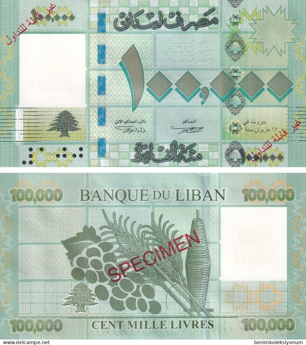 Lebanon 100,000 Livres Specimen (2012) P95s UNC - Lebanon