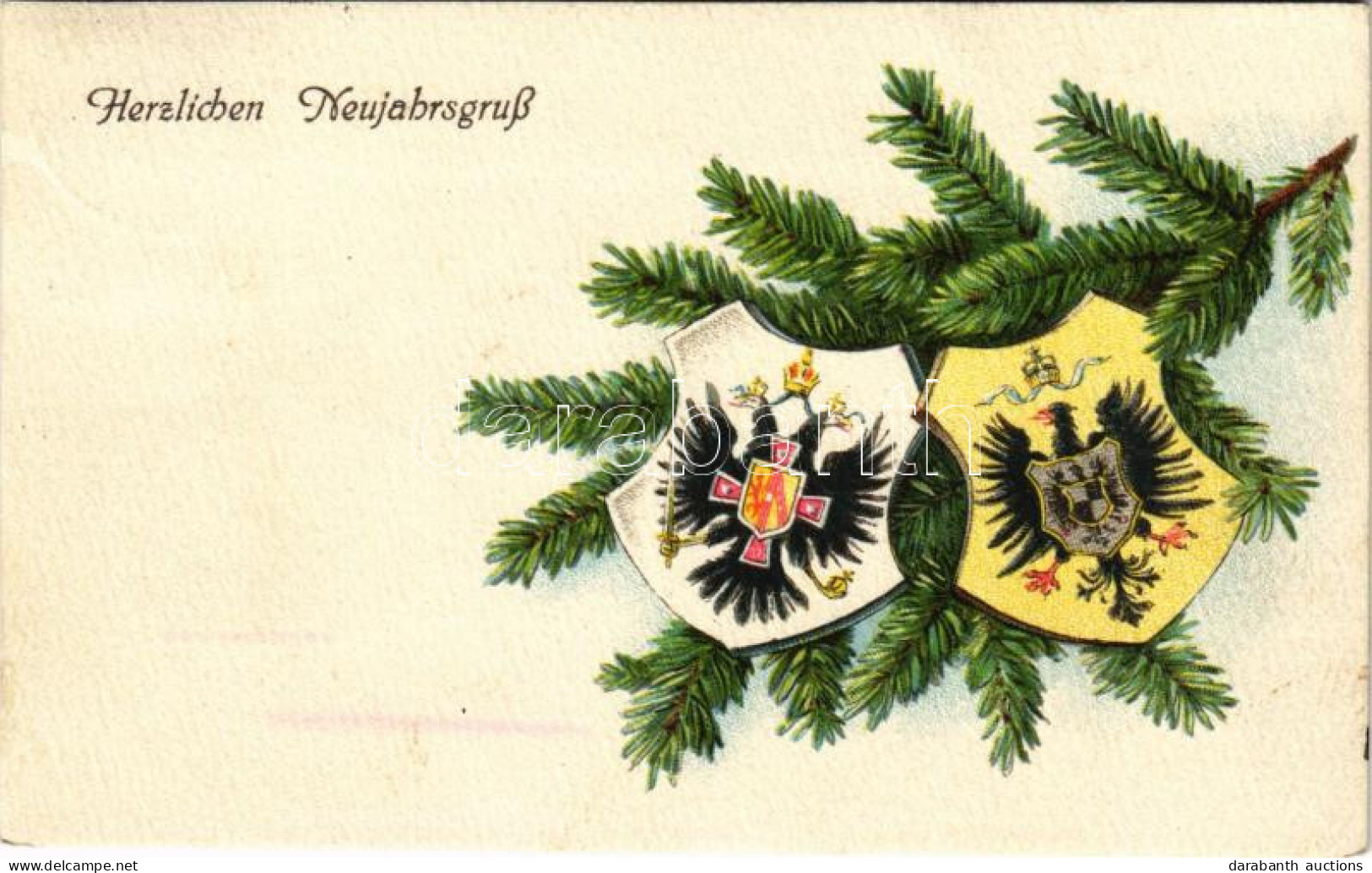 T2/T3 1914 Herzlichen Neujahrsgruß / WWI German And Austro-Hungarian K.u.K. Military Art Postcard With New Year Greeting - Non Classés