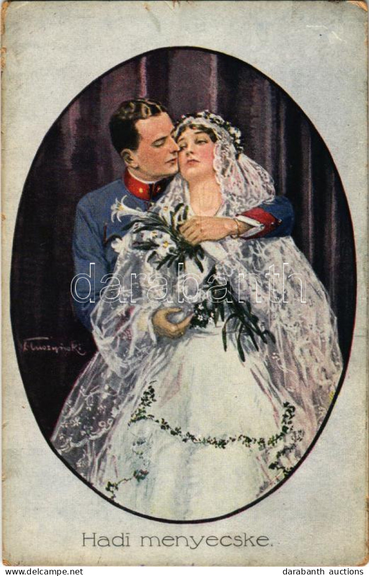 * T2/T3 Hadi Menyecske / WWI Austro-Hungarian K.u.K. Military Art Postcard, Soldier's Wife, Romantic Couple. P.G.W.I. 13 - Zonder Classificatie