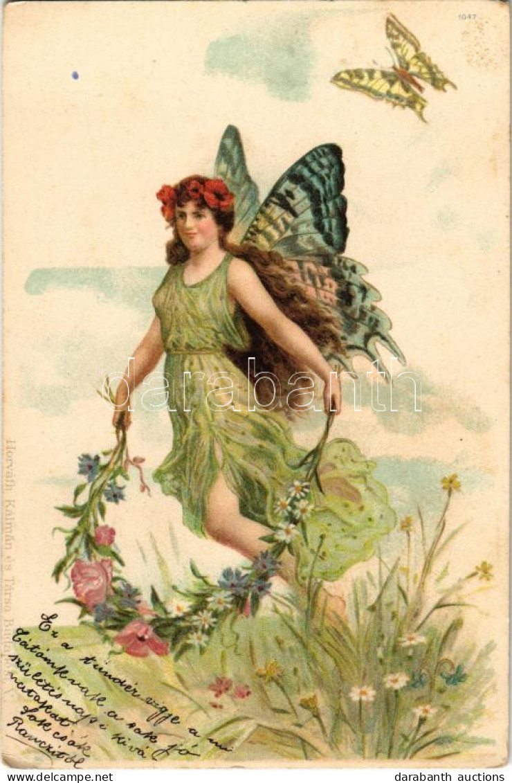 * T2/T3 Pillangó Tündér. Horváth Kálmán és Társa / Butterfly Fairy. Litho (EK) - Zonder Classificatie