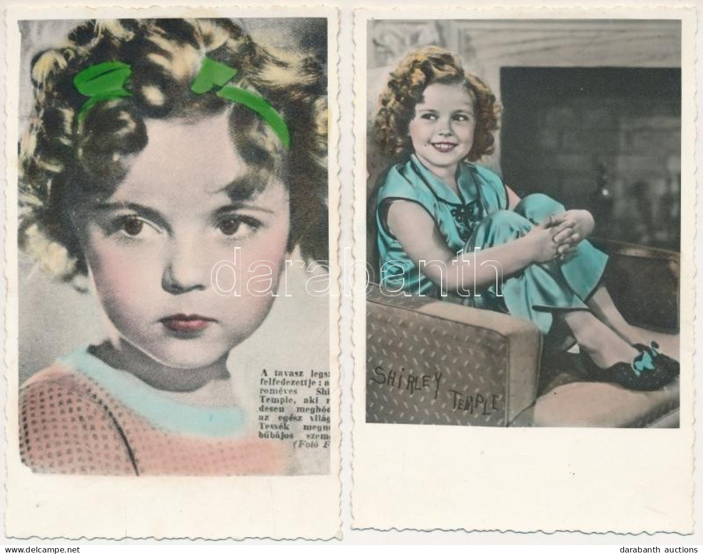 ** Shirley Temple (1928-2014) - 2 Db Régi Magyar Kiadású Képeslap / 2 Pre-1945 Hungarian Postcards - Sin Clasificación