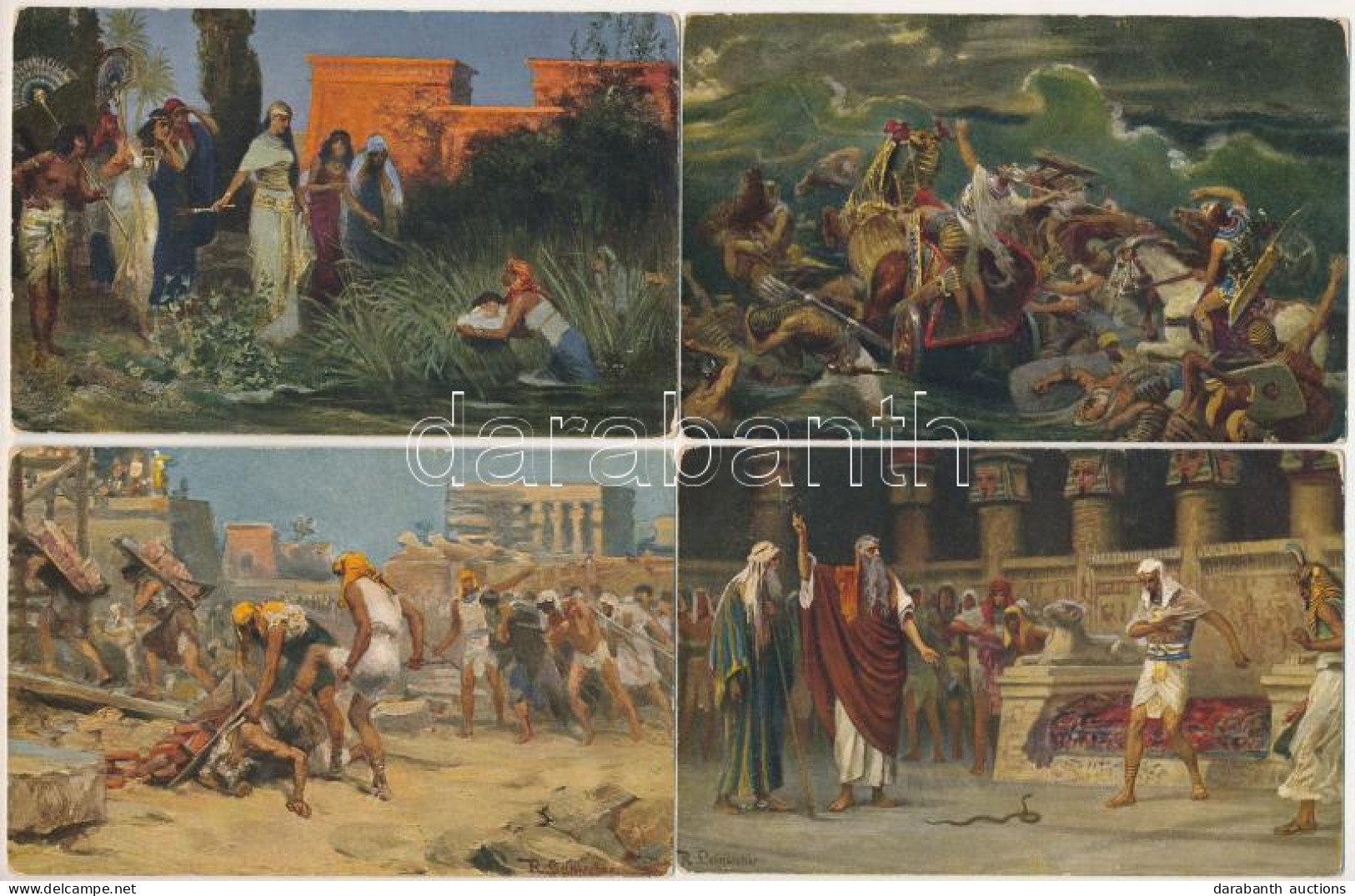 ** Die Heilige Schrift: Bilder Aus Dem Alten Testament, I-II. Serie - 24 Pre-1945 Religious Art Postcards S: Robert Lein - Non Classés