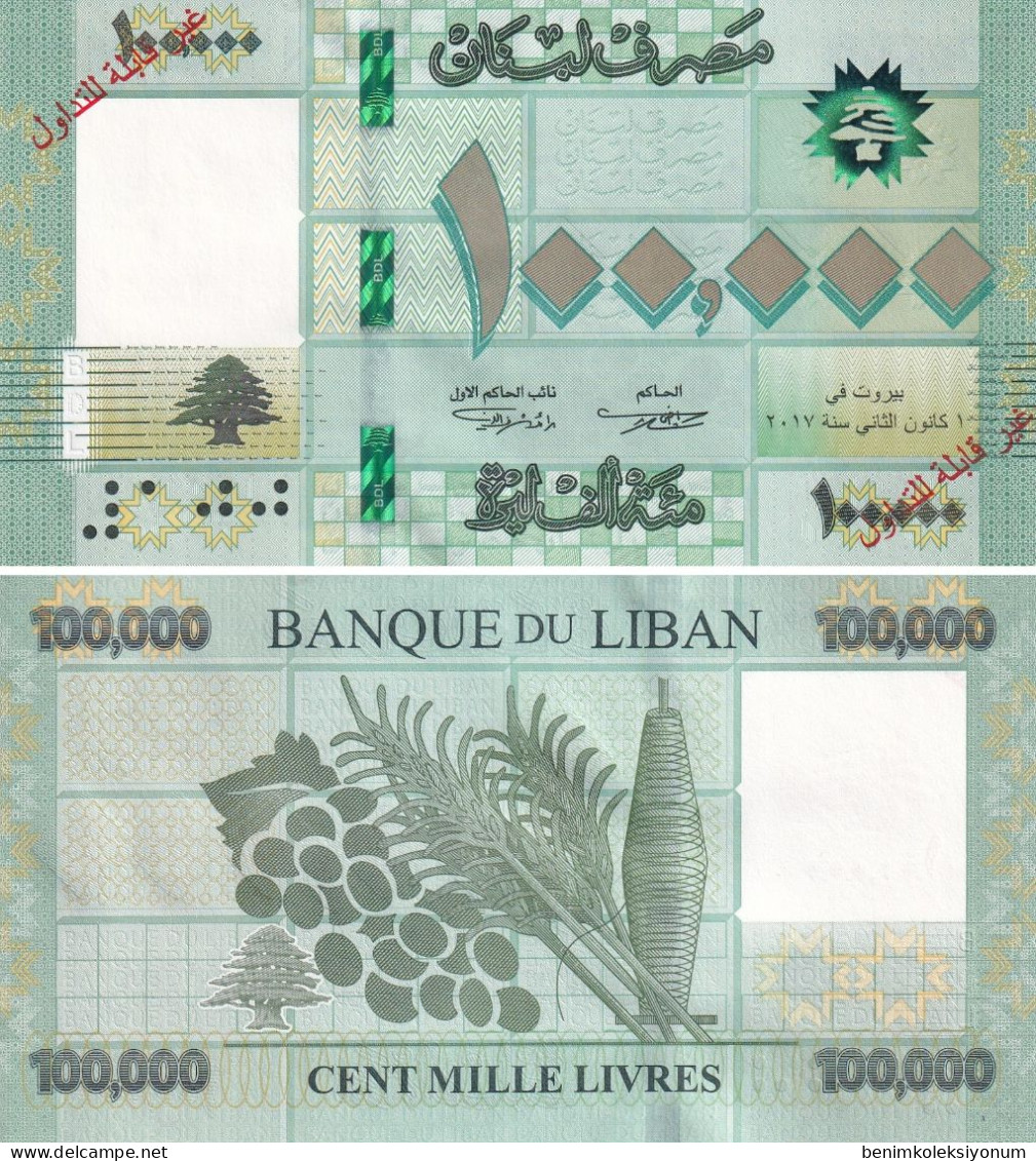 Lebanon 100,000 Livres Specimen (2017) P95cS UNC - Liban