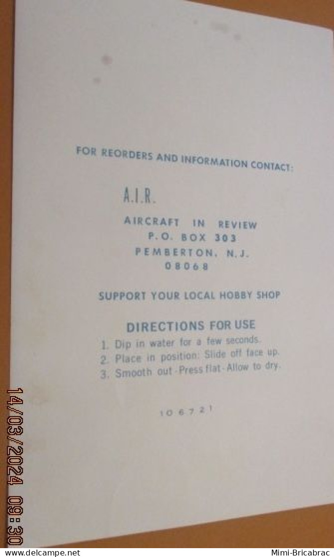 DEC24 : Planche Décals 1/72e A.I.R. AIRCRAFTS IN REVIEW AVIATION USAF ANNEES 50/60 (COMPLET NEUF) - Aviones