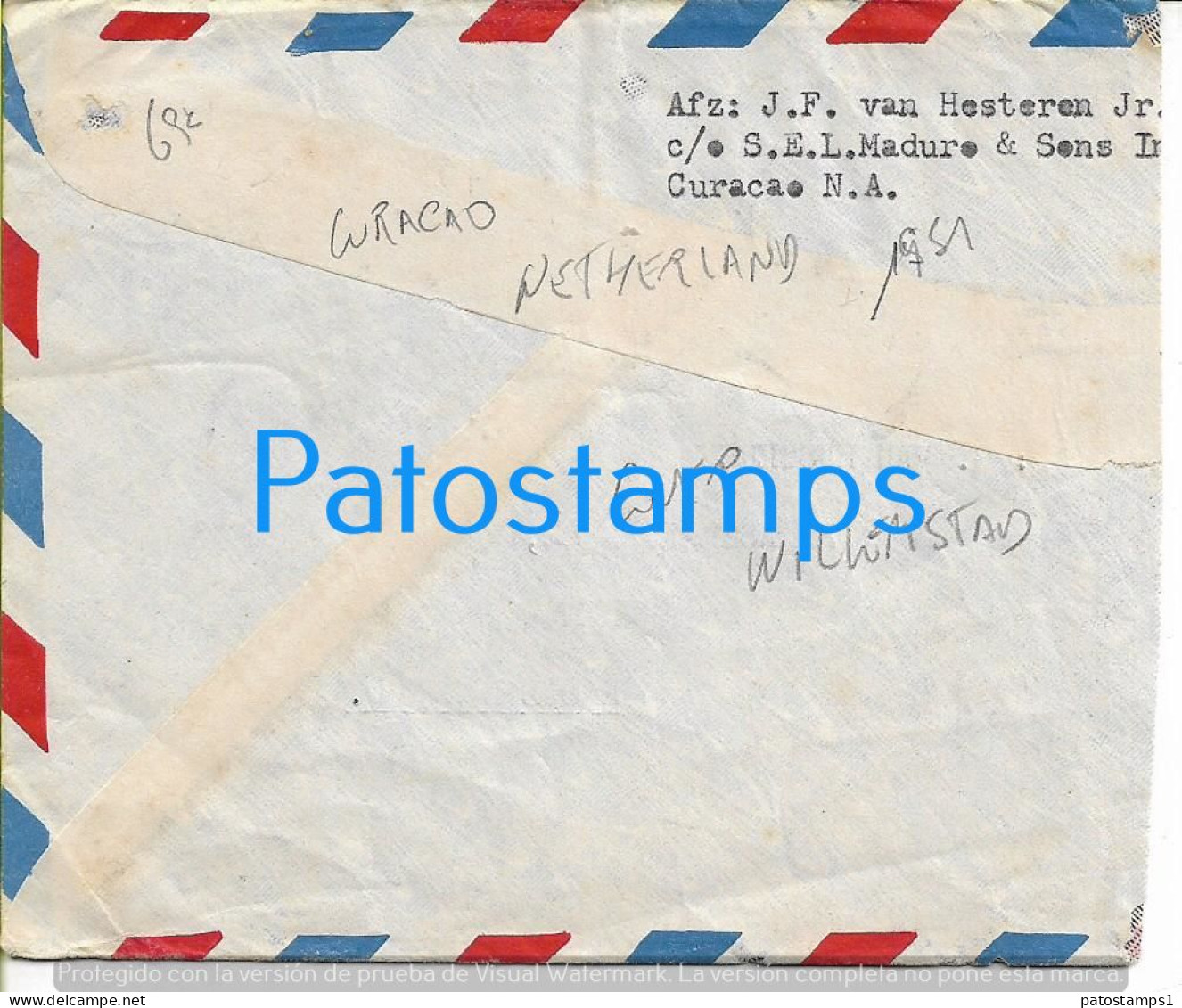 225564 CURAÇAO NETHERLAND COVER CUT CANCEL YEAR 1951 CIRCULATED TO HOLLAND  NO POSTAL POSTCARD - America (Other)